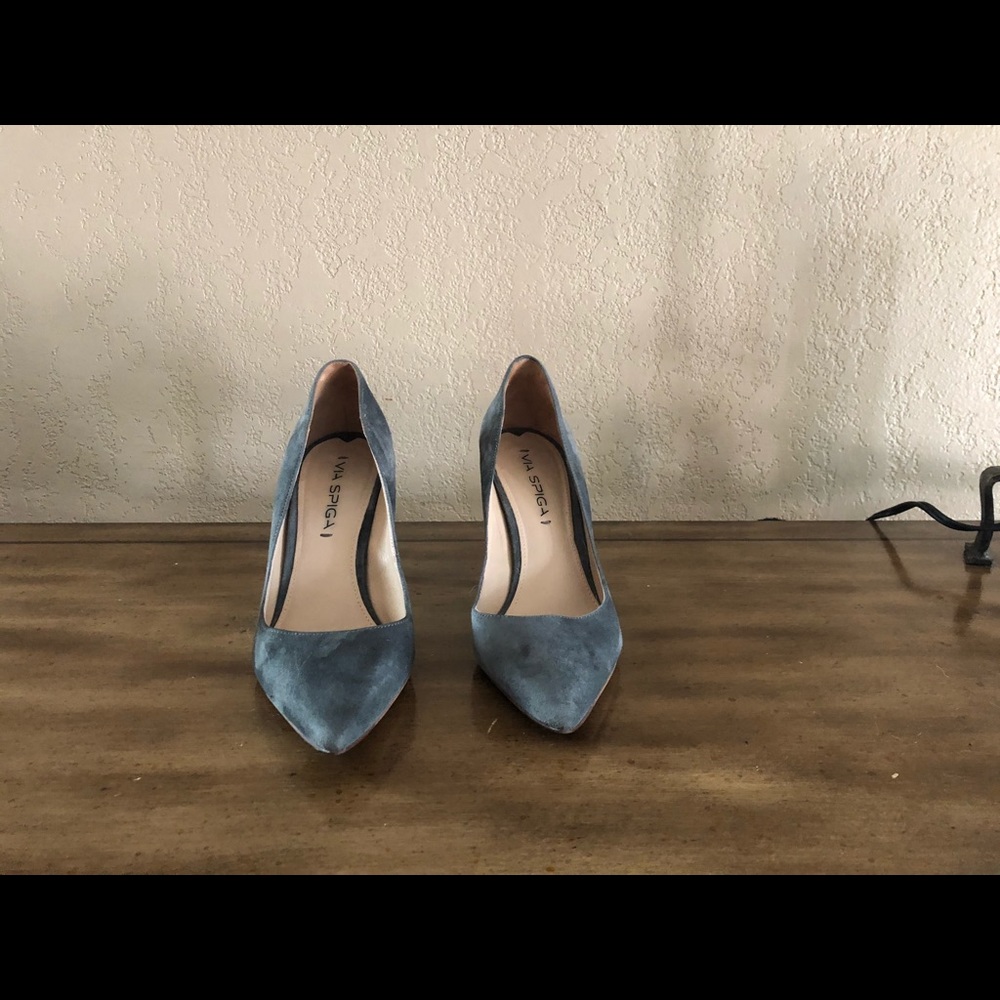 Via Spiga Grey Italian Leather Suede Pumps